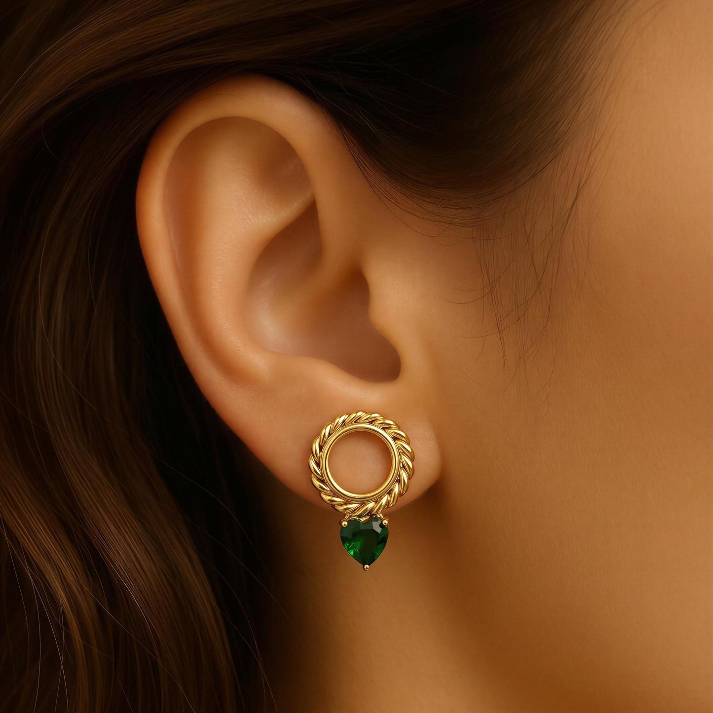 Emerald Twist Drop Earrings
