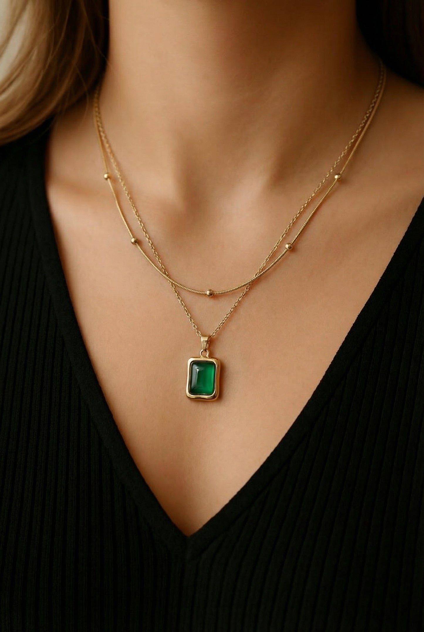 Verde Glow Solitaire Necklace
