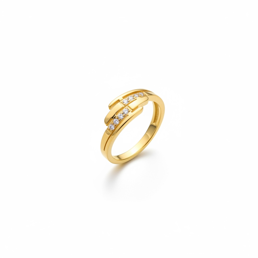 Celeste Spark Gold Ring – 18K gold plated layered band with sparkling stones
