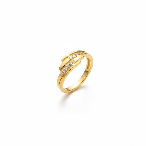 Celeste Spark Gold Ring – 18K gold plated layered band with sparkling stones