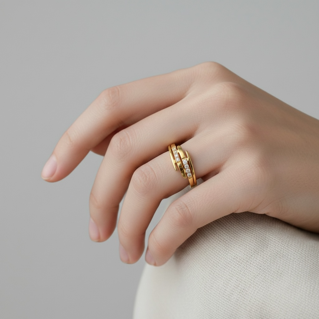 Celeste Spark Gold Ring – 18K gold plated, view 2