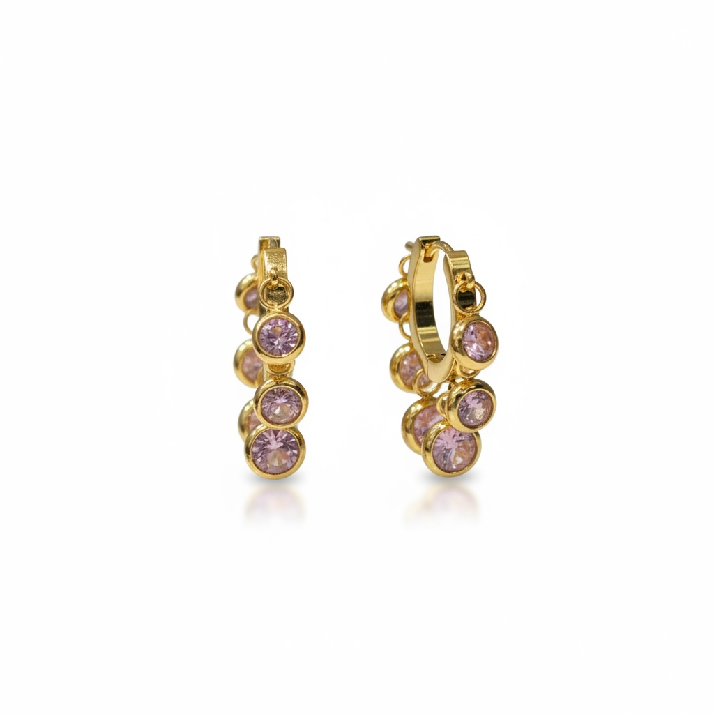 Rosé Charm Gold Hoop Earrings – 18K gold plated, view 2