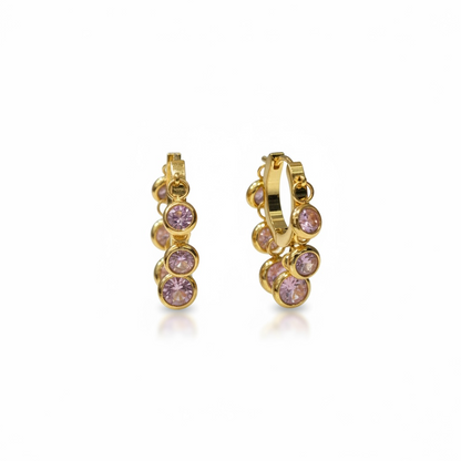 Rosé Charm Gold Hoop Earrings – 18K gold plated, view 2