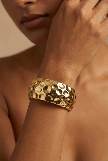 Molten Aura Hammered Gold Cuff Bracelet