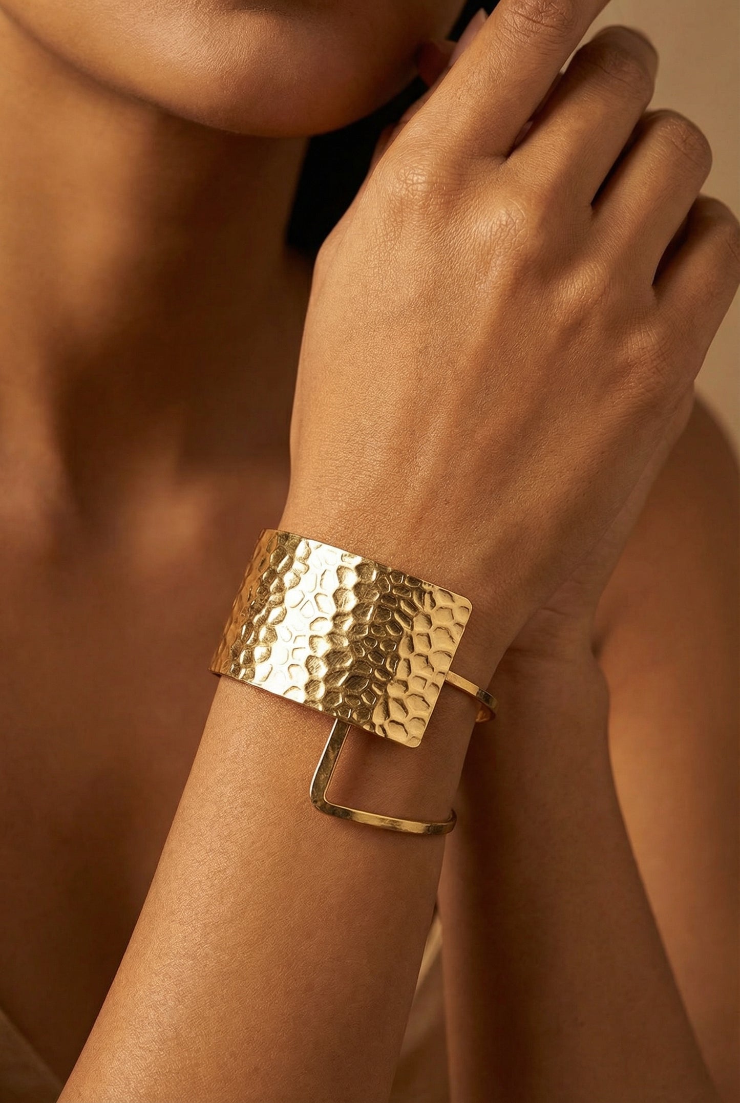 Sculpted Hammered Cuff Bracelet