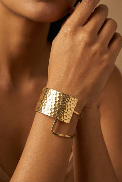 Sculpted Hammered Cuff Bracelet