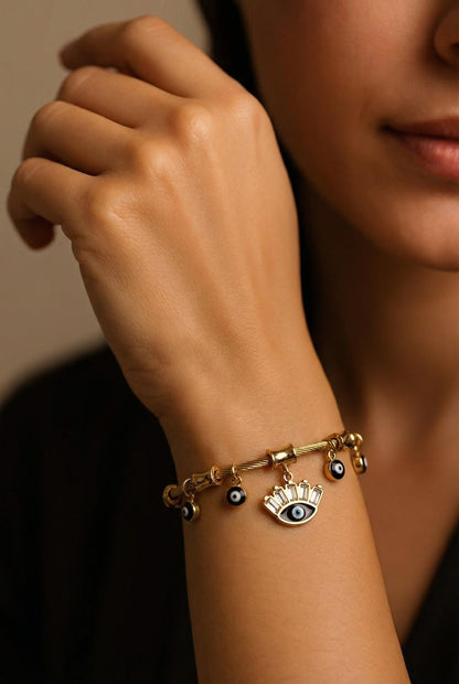 Celeste Evil Eye Charm Bracelet – 18K Gold Plated