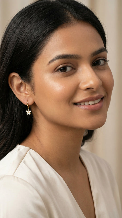 Bloom Drop Hoop Earrings – 18K gold-plated stainless steel hoop earrings