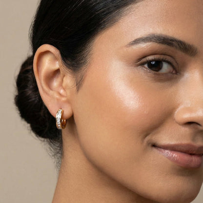 Minimal Crystal Huggie Earrings