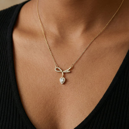 Gold Plated CZ Infinity Heart Pendant Necklace