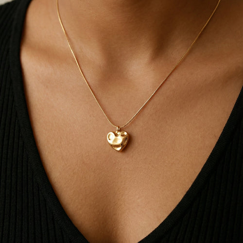 Molten Heart Abstract Pendant Necklace – 18K gold-tone stainless steel pendant necklace