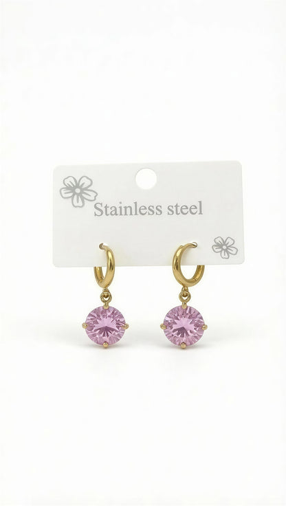 Blush Bloom Drop Hoop Earrings