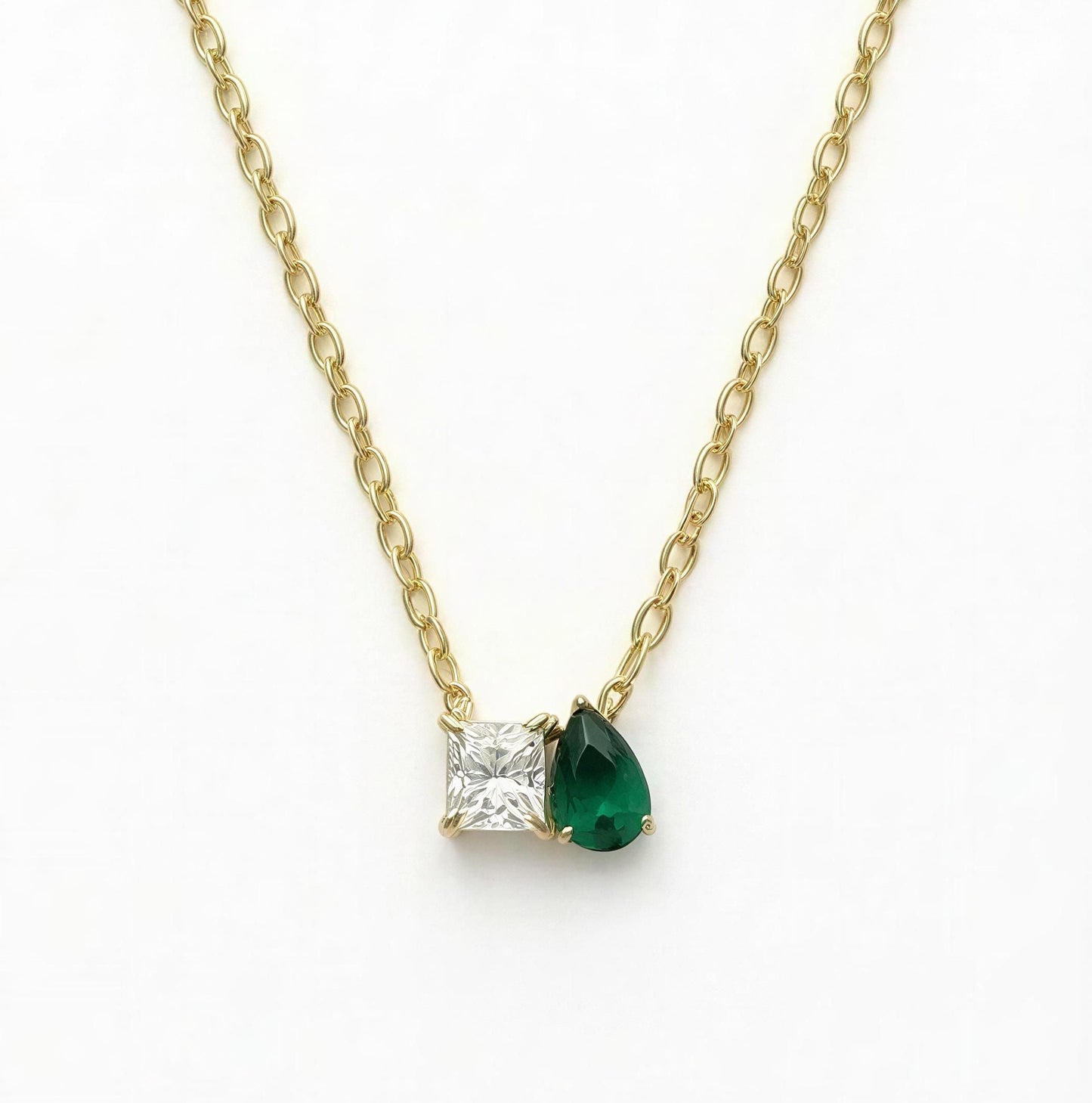 Celeste Emerald Duo Necklace