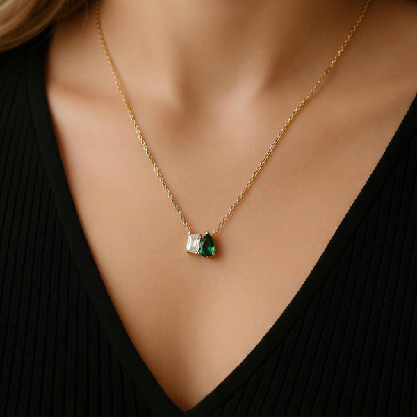Celeste Emerald Duo Necklace