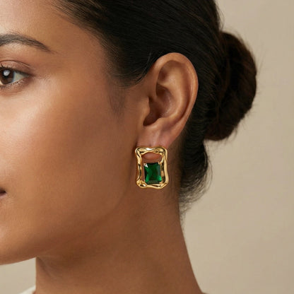 Verde Aura Emerald Stud Earrings