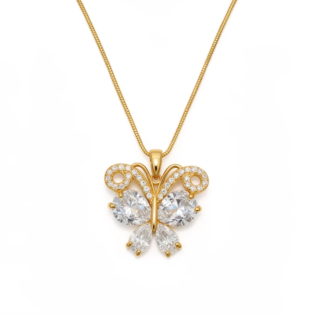 Crystal Butterfly Pendant Necklace