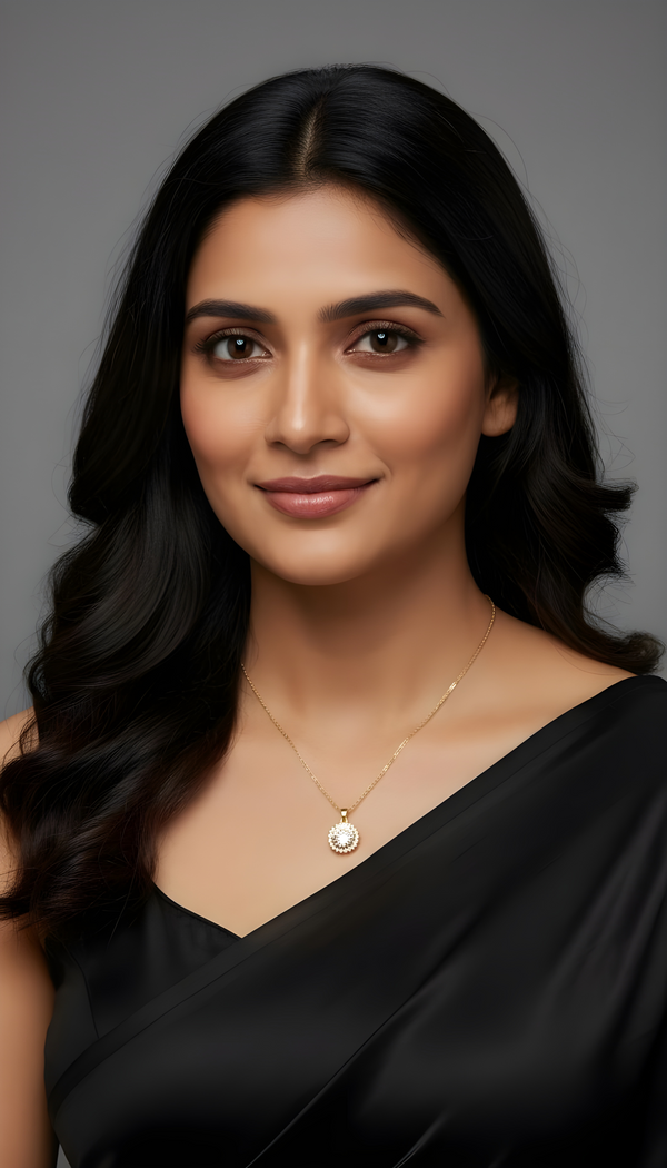 Ashara Celeste Glow Solitaire Pendant Necklace | 18K Gold Plated