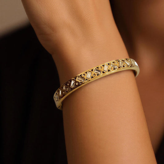 Crystal Mosaic Bangle Bracelet