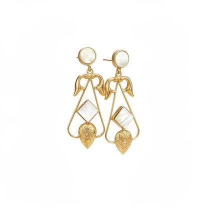 Aurelia Geometric Drop Earrings - Gold Plated Brass