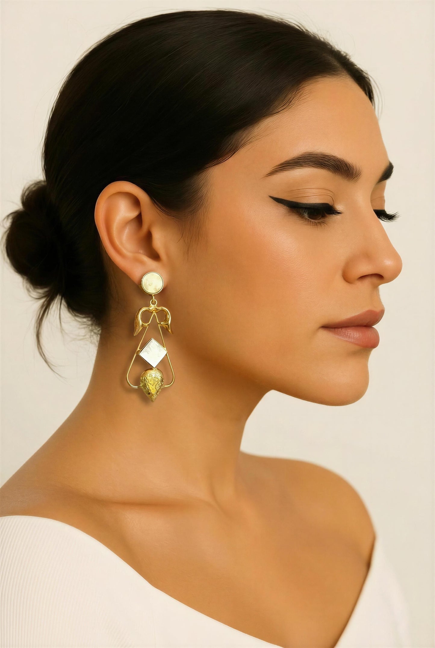 Aurelia Geometric Drop Earrings - Gold Plated Brass