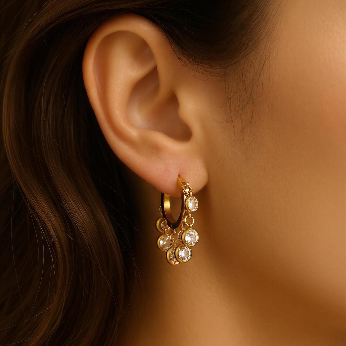 Aura Drop Charm Hoops