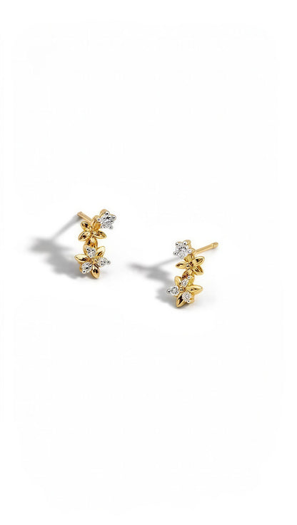 Floral Cluster Ball Back Stud Earrings