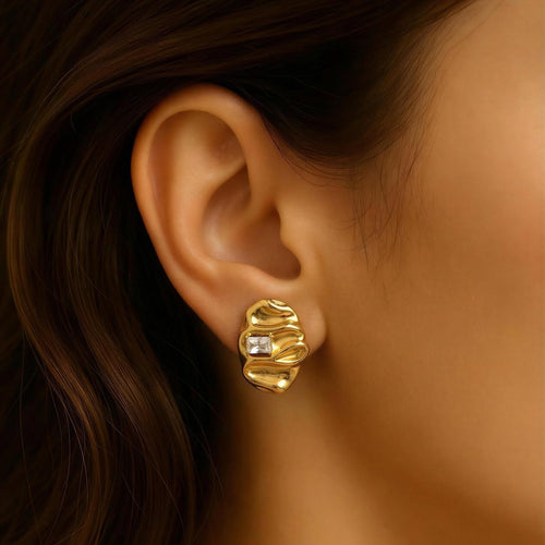 Elara Crystal Sculpt Studs – stainless steel stud earrings