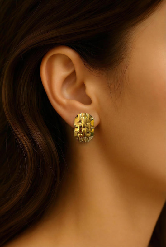 Verona Textured Gold Studs