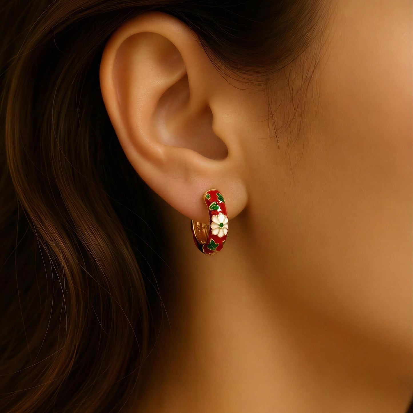Floral Enamel Bloom Hoops