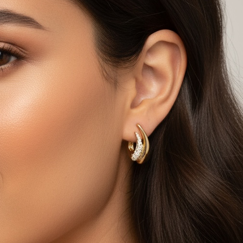 Celeste Crystal Twist Huggie Earrings