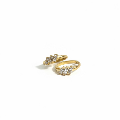 Trio Baguette Huggie Earrings