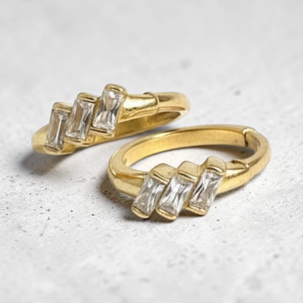 Trio Baguette Huggie Earrings