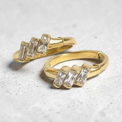 Trio Baguette Huggie Earrings