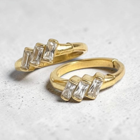 Trio Baguette Huggie Earrings