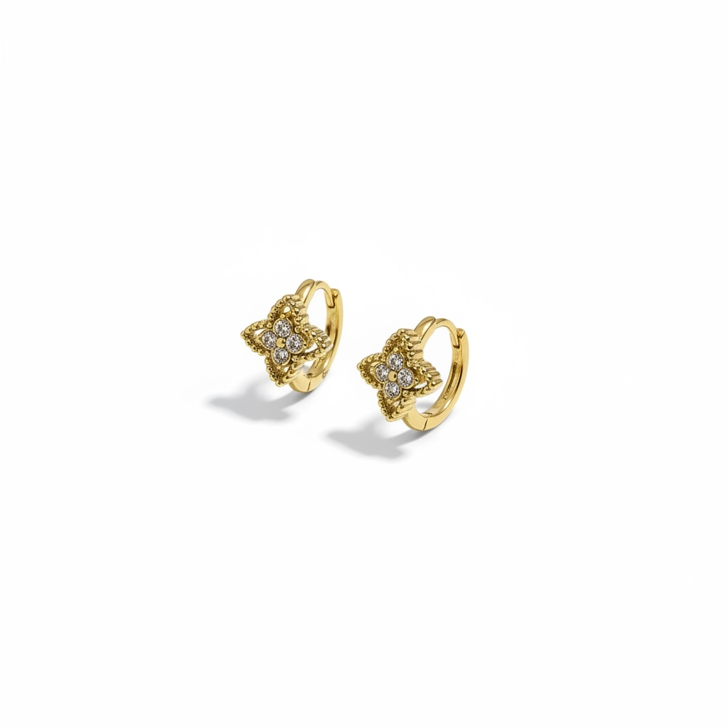 Vintage Clover Huggie Earrings