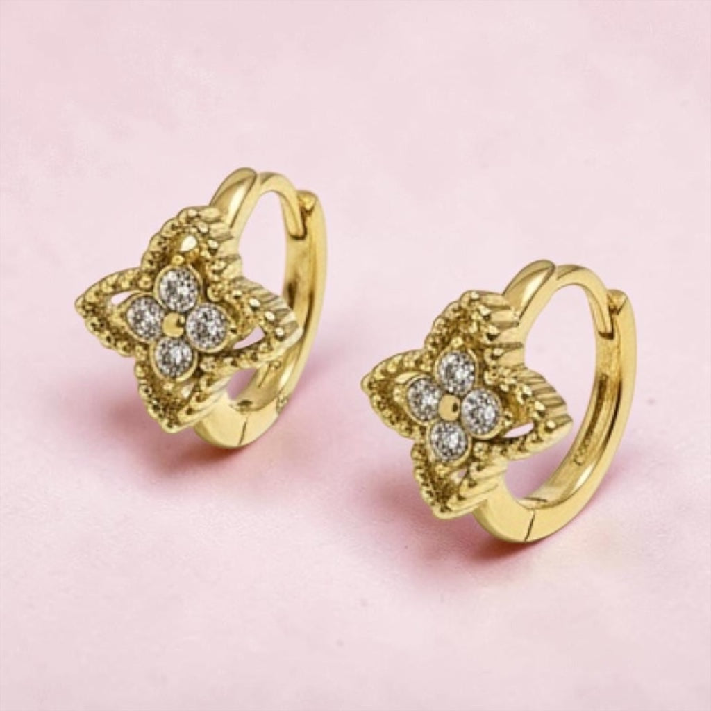 Vintage Clover Huggie Earrings