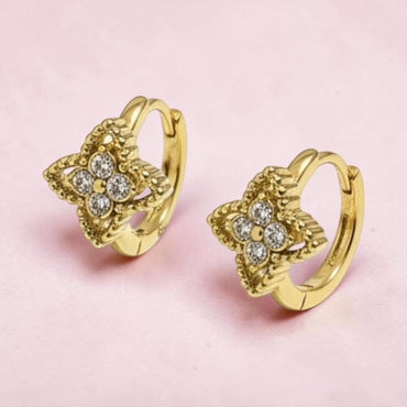 Vintage Clover Huggie Earrings