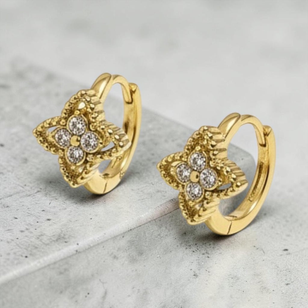 Vintage Clover Huggie Earrings