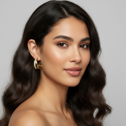Double Arc Crystal Hoop Earrings