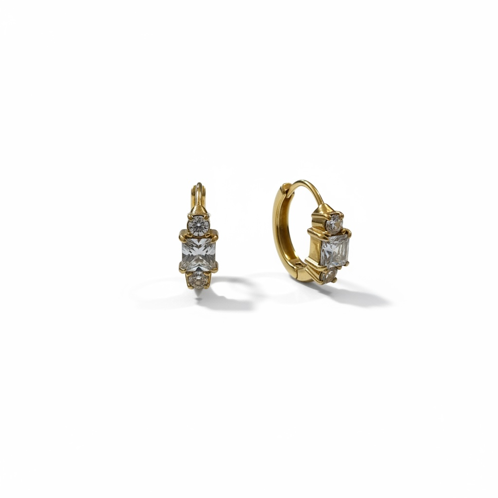 Princess Cut Sparkle Huggie Earrings