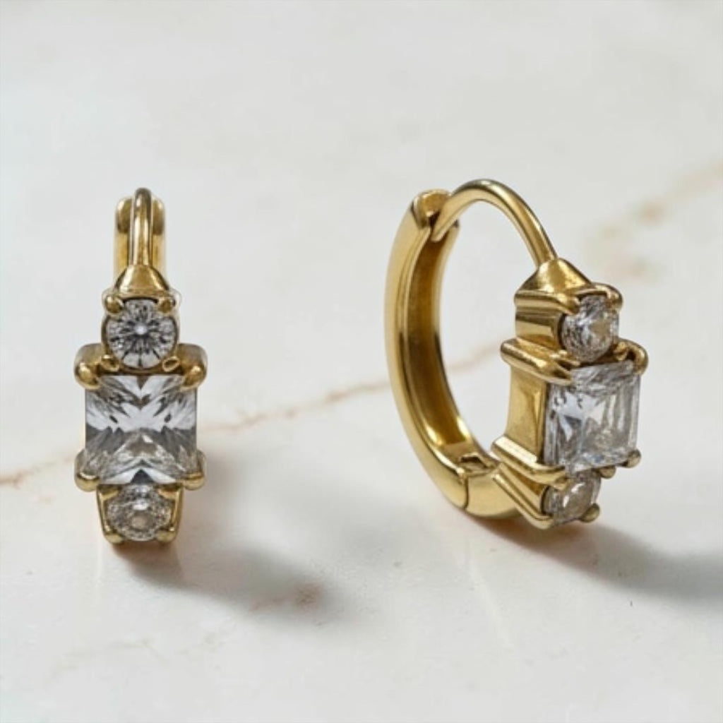 Princess Cut Sparkle Huggie Earrings