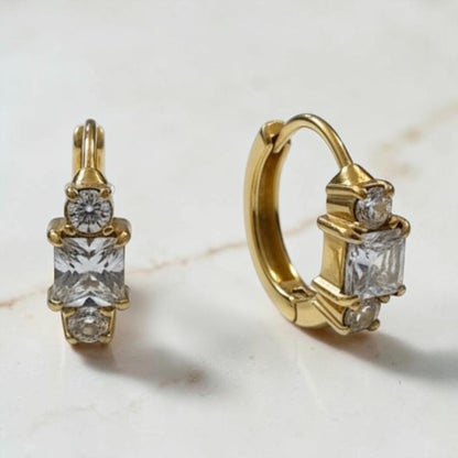 Princess Cut Sparkle Huggie Earrings