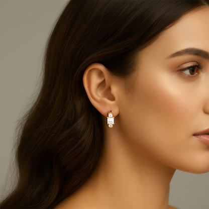 Princess Cut Sparkle Huggie Earrings