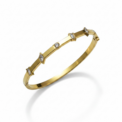 Mixed Cut Crystal Bangle Bracelet
