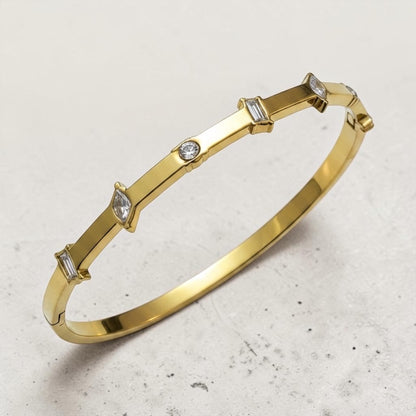 Mixed Cut Crystal Bangle Bracelet