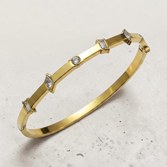 Mixed Cut Crystal Bangle Bracelet