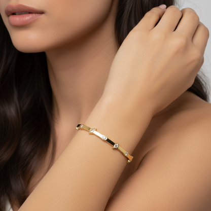 Mixed Cut Crystal Bangle Bracelet
