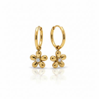 Golden Daisy Drop Earrings