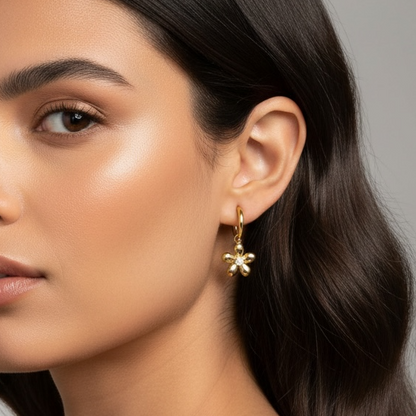Golden Daisy Drop Earrings