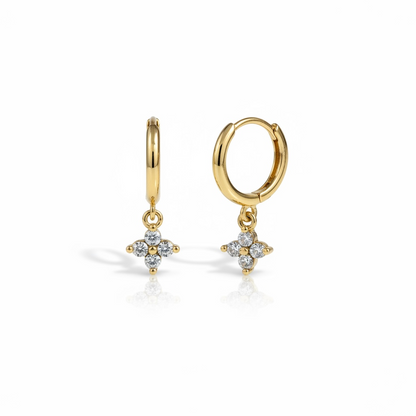 Petite Clover Drop Huggie Earrings